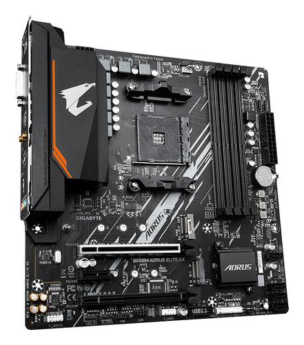 GIGABYTE B550M AORUS ELITE AX Motherboard - AMD Ryzen 5000 CPUs, 5+3 Phases VRM, up to 4733MHz DDR4, 1xPCIe 4.0 + 1xPCIe 3.0 M.2, Wi-Fi 6E, 1GbE LAN, USB 3.2 Gen 1