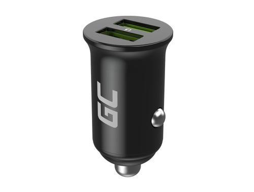 Green Cell GC CADM-GC-36AA - USB-Ladegeraet 36 W 2x USB-A schwarz Flashlight, GPS, Headphones, Mobile phone, Navigator, Other, Portable speaker, Power bank, Smartphone, Smartwatch, Tablet, Telephone, Universal Black Cigar lighter Fast charging Auto,