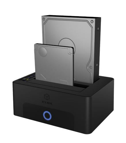 ICY BOX 2-bay Docking and Cloning Station for 2.5" or 3.5" SATA Drives to USB 3.0 Host