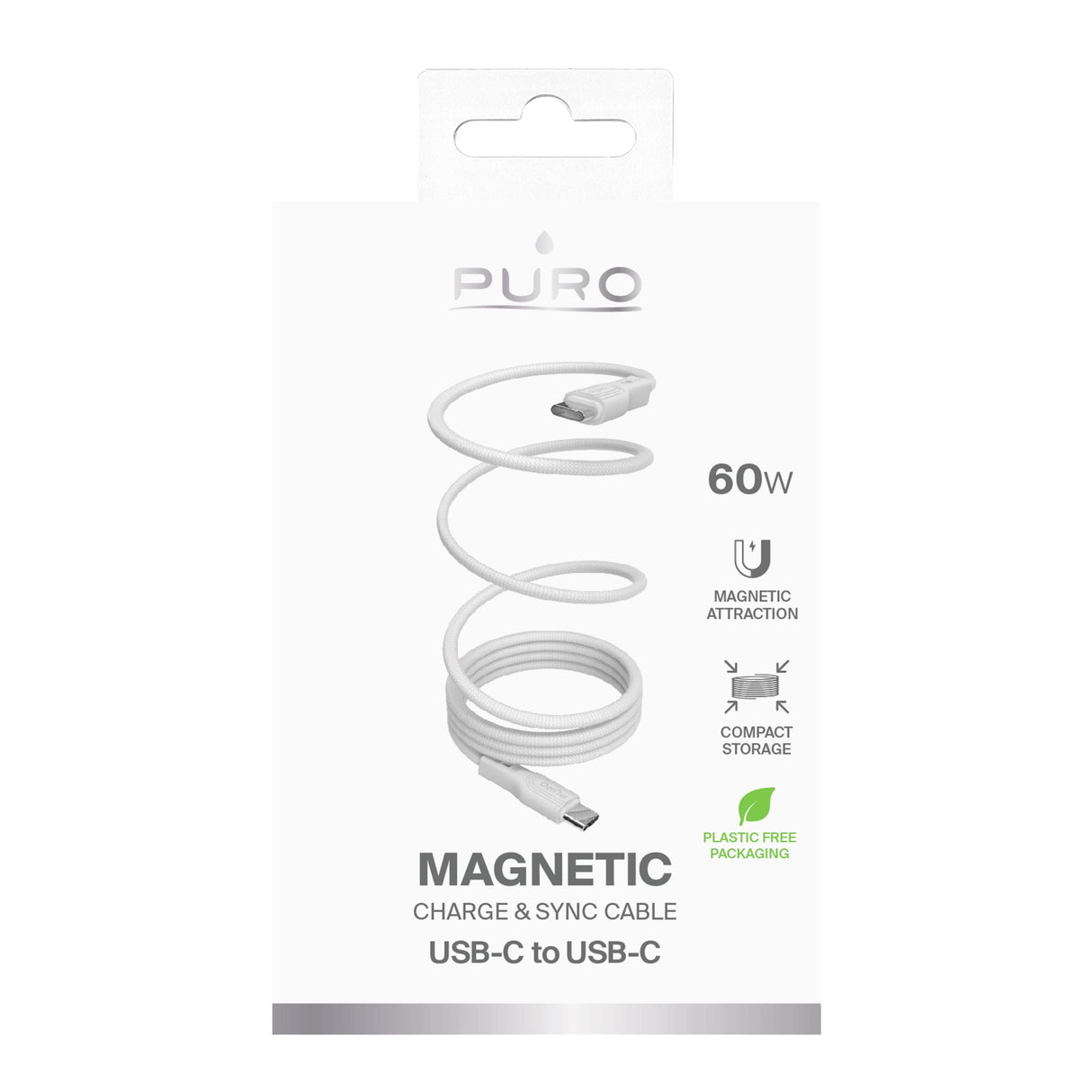 PURO USB-C til USB-C magnetisk kabel, 1 m