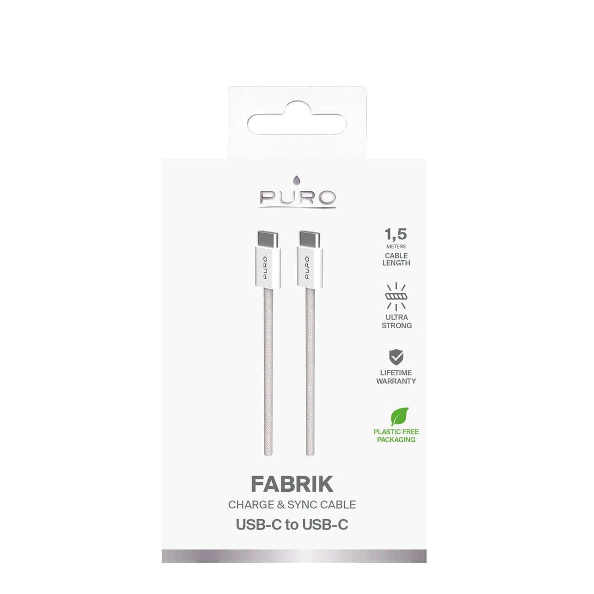 PURO Fabrik 2.0 60W USB-C til USB-C opladnings- og synkroniseringskabel 1,5 m