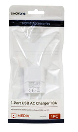 Sinox One 230V USB A oplader. 1,0A. Hvid