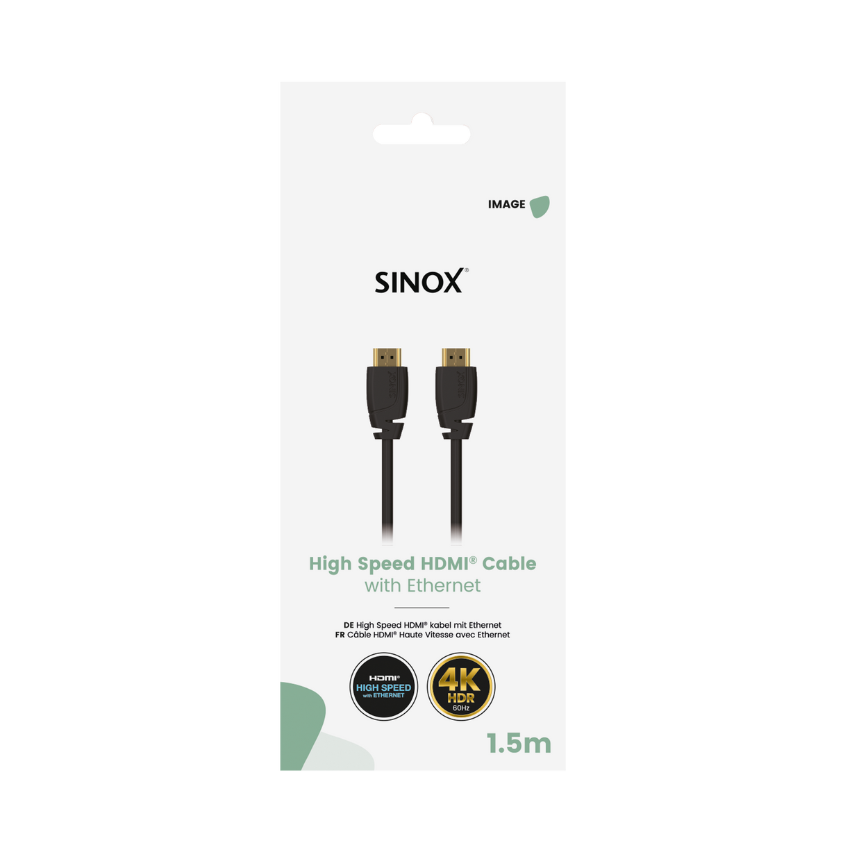 Sinox HDMI™ kabel 4K60Hz+E. 1,5m. Sort