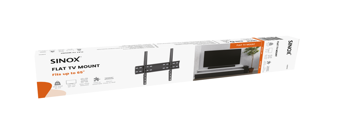 Sinox One TV vægbeslag. 40"-65". Sort