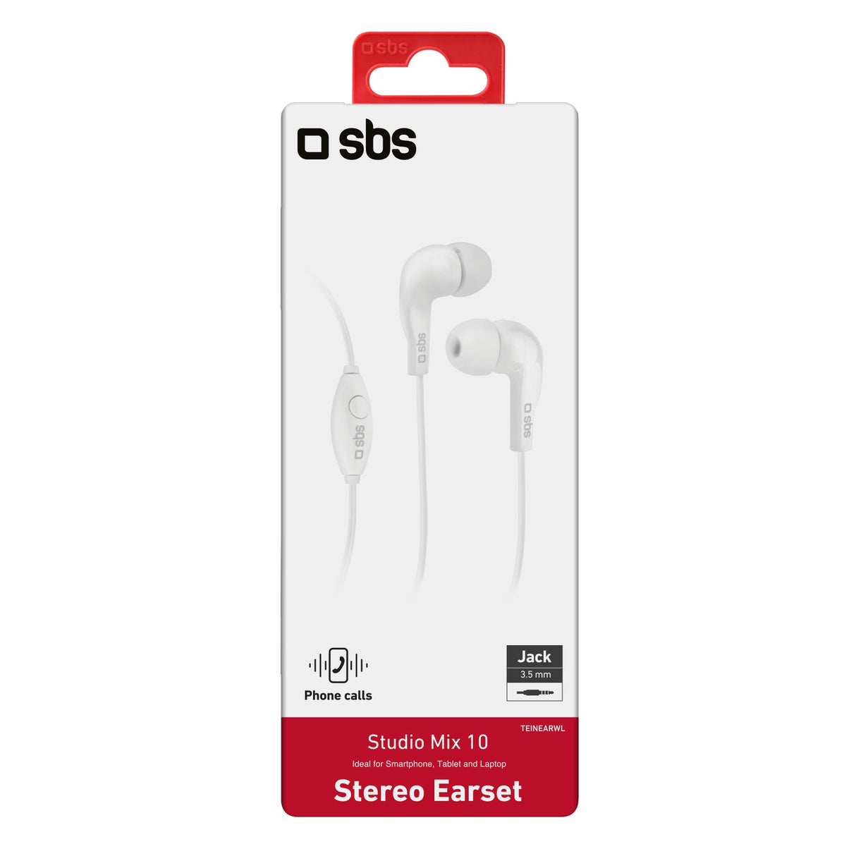 SBS In Ear Stereo Earset Studio Mix 10. Hvid
