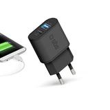 SBS 3100 mAh oplader. 2.1A + 1A. Sort