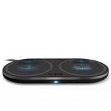 SBS dobbelt trådløs 10W+10W Qi opladerplade. Sort