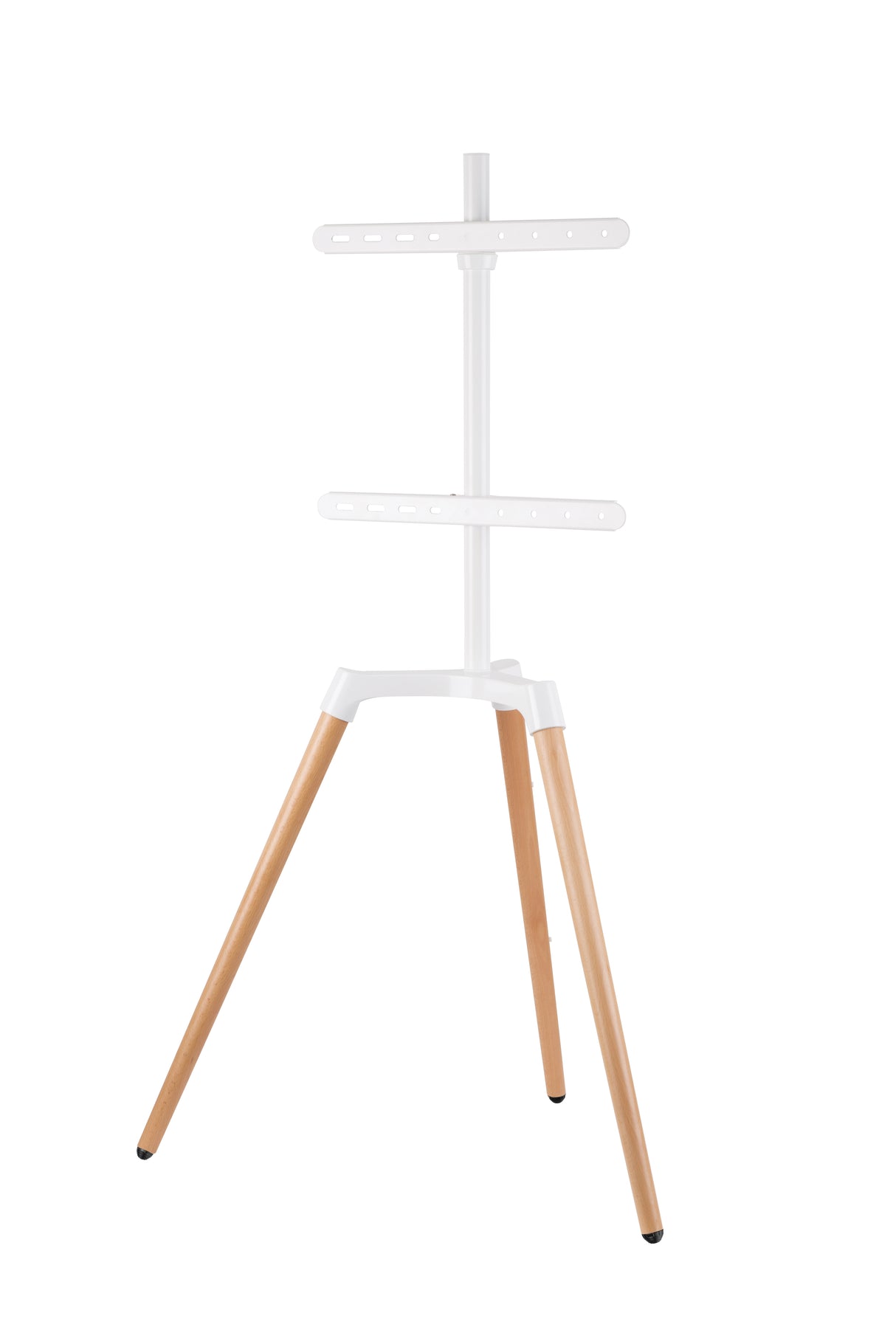 Sinox Tripod TV gulvstand med drejbar top. 50"-65". Lyst træ/hvid