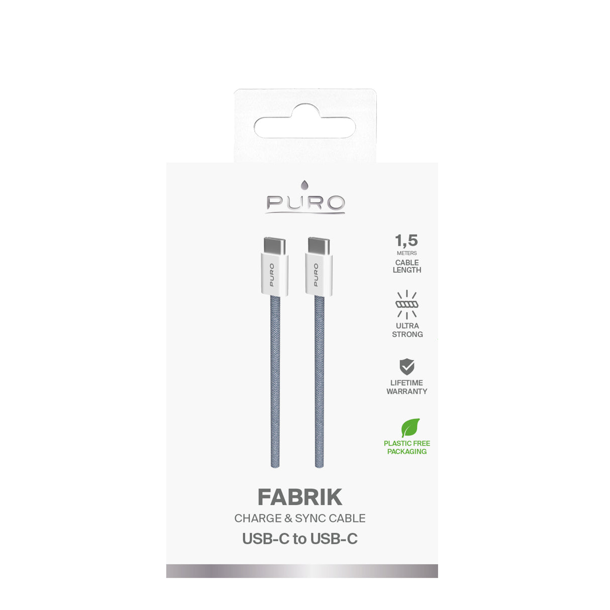 PURO Fabrik 2.0 60W USB-C til USB-C opladnings- og synkroniseringskabel 1,5 m