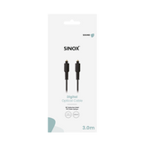 Sinox Optisk kabel. 3m. Sort