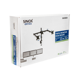 Sinox Office tredobbelt skærm skrivebordsbeslag. Op til 27". Sort