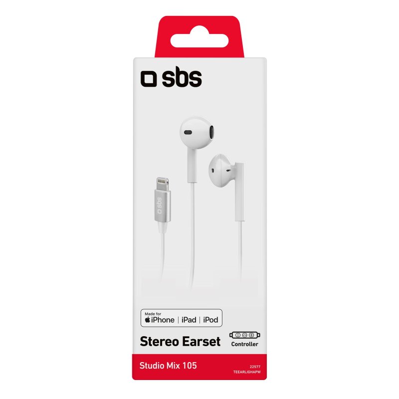 SBS in-ear stereo høretelefoner Studio Mix 105. Hvid