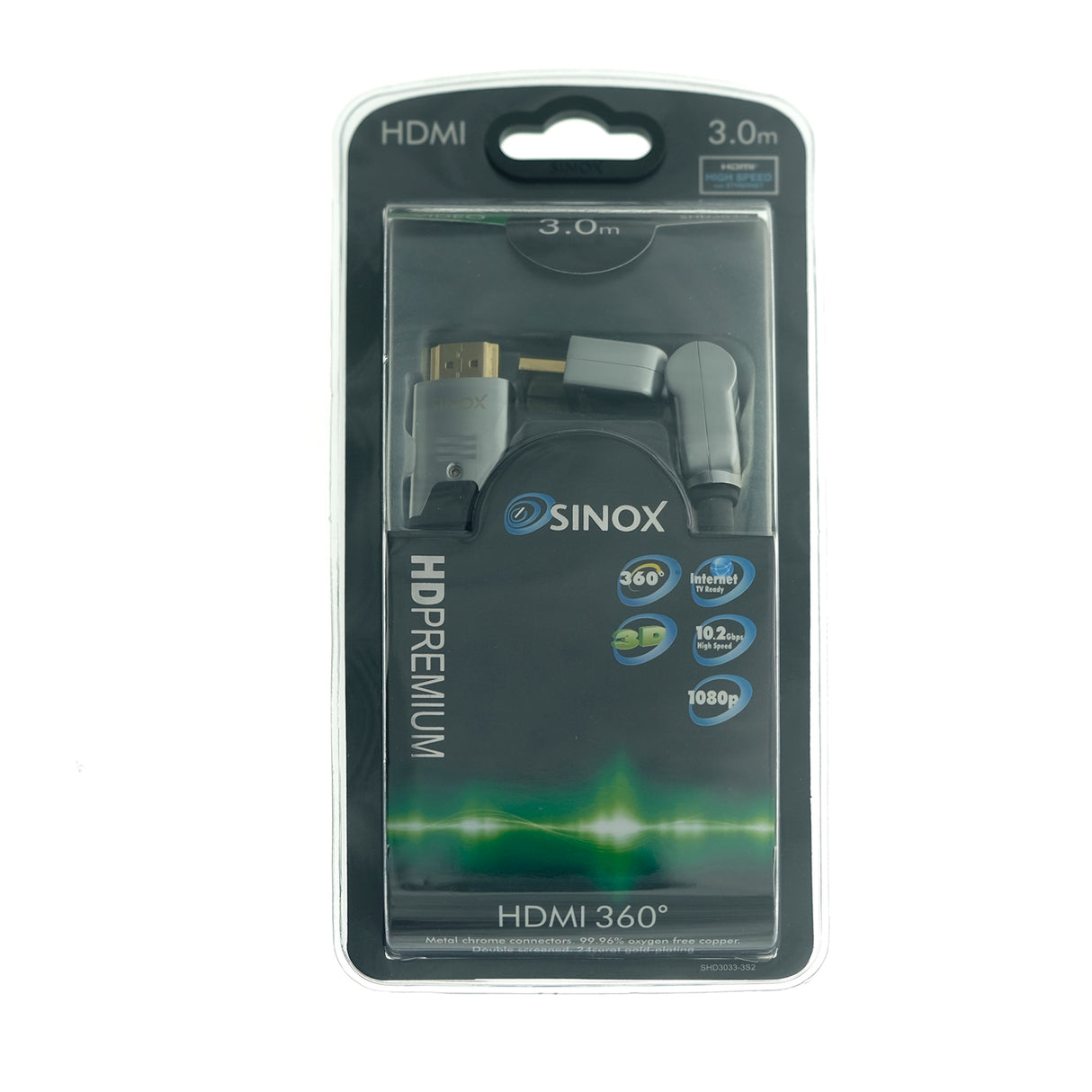 Sinox SHD HDMI™ kabel med Ethernet. 3m. Sort