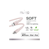 PURO SOFT-kabel til strøm- og datasynkronisering fra USB-C til Lightning 1,5 m