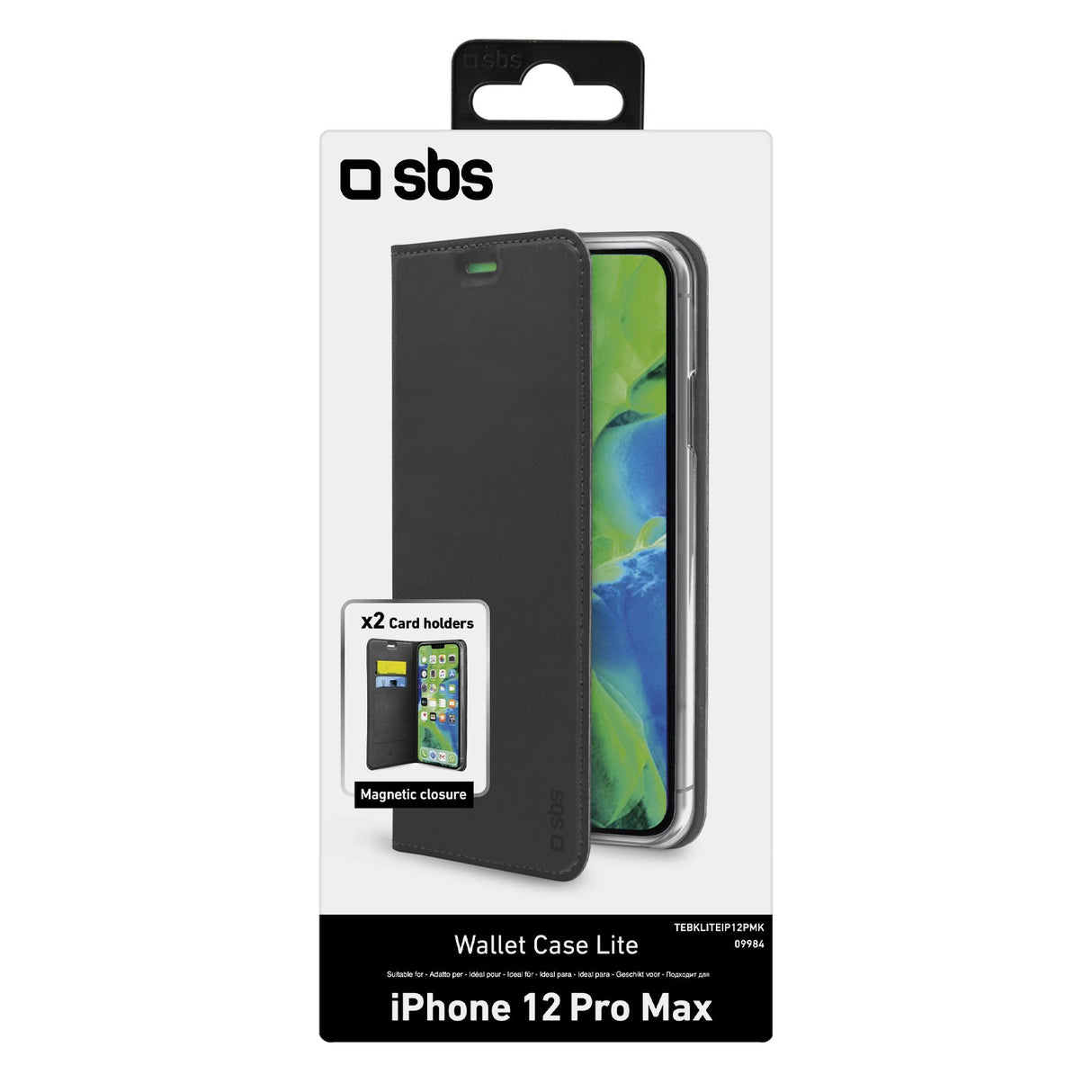 SBS Book Wallet Lite cover til iPhone 12 Pro Max®. Sort