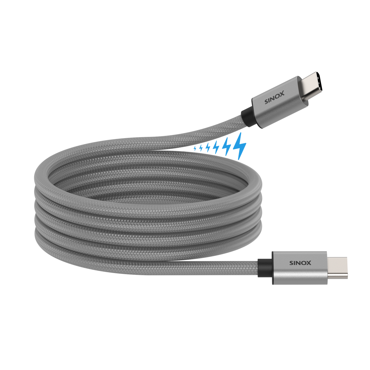 Sinox PRO USB C 2.0 magnetisk kabel. 1m. Grå
