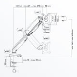 Sinox Office enkel skærm skrivebordsbeslag med gasspring. Op til 32". Sort