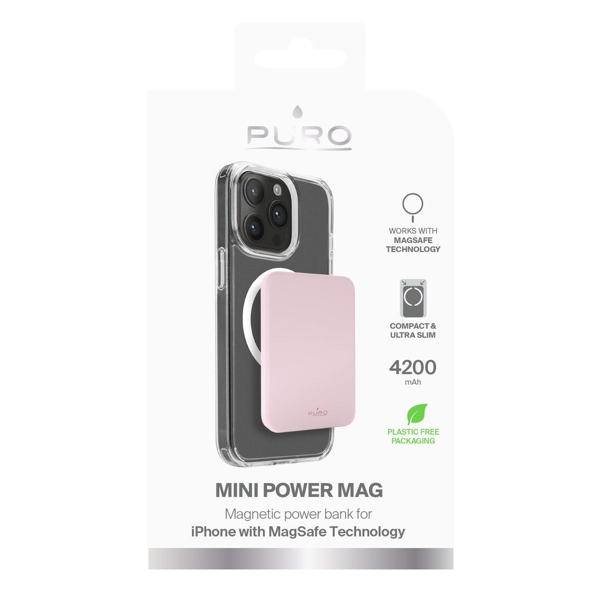 PURO Power Bank Wireless "Mini Power Mag" 4200 mAh til iPhone