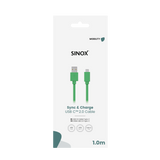 Sinox USB C til USB A kabel. 1m. Green
