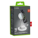 SBS Qi2 2x1 trådløs opladningsstation 15W, hvid