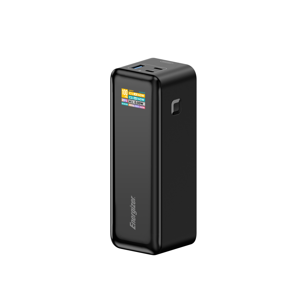 Energizer 140W højhastigheds USB-C PD & USB-A Power Bank. Sort