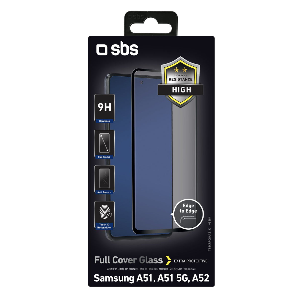 SBS beskyttelsesglas til Samsung Galaxy A51 / A52 / A52s / A53®. Sorte kanter