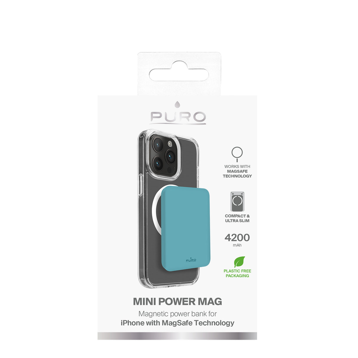 PURO Power Bank Wireless "Mini Power Mag" 4200 mAh til iPhone