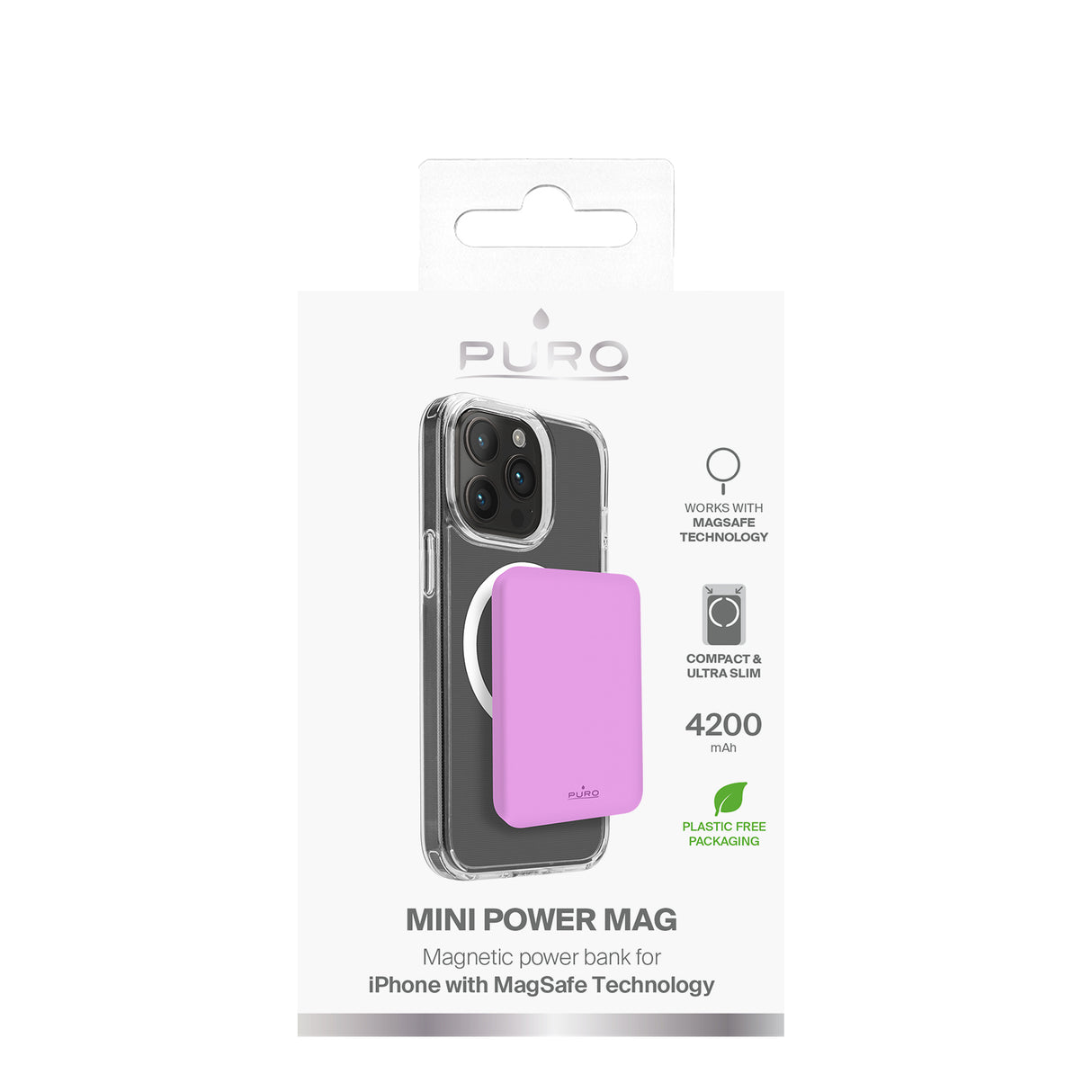 PURO Power Bank Wireless "Mini Power Mag" 4200 mAh til iPhone