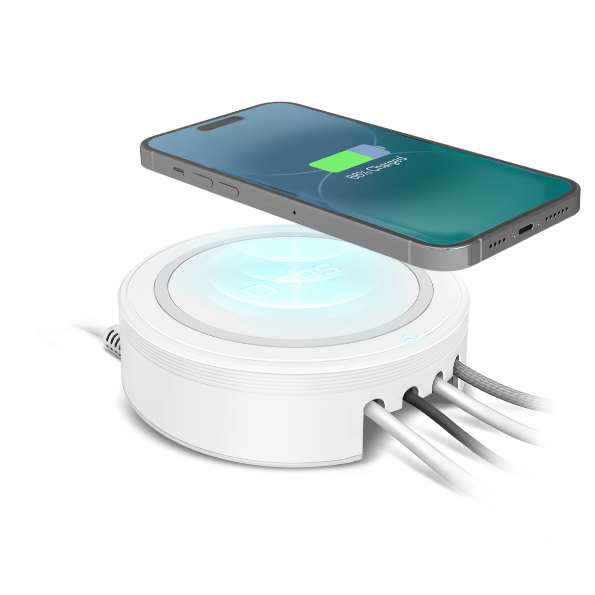 SBS Opladningsstation med 2 USB-A-porte, 2 USB-C-porte og trådløs oplader. Hvid