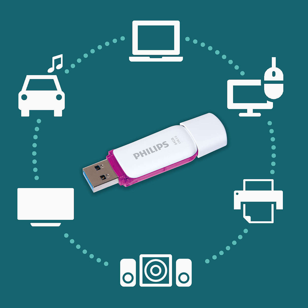 Philips Flash Drive. 64GB.  Snow edition 3.0