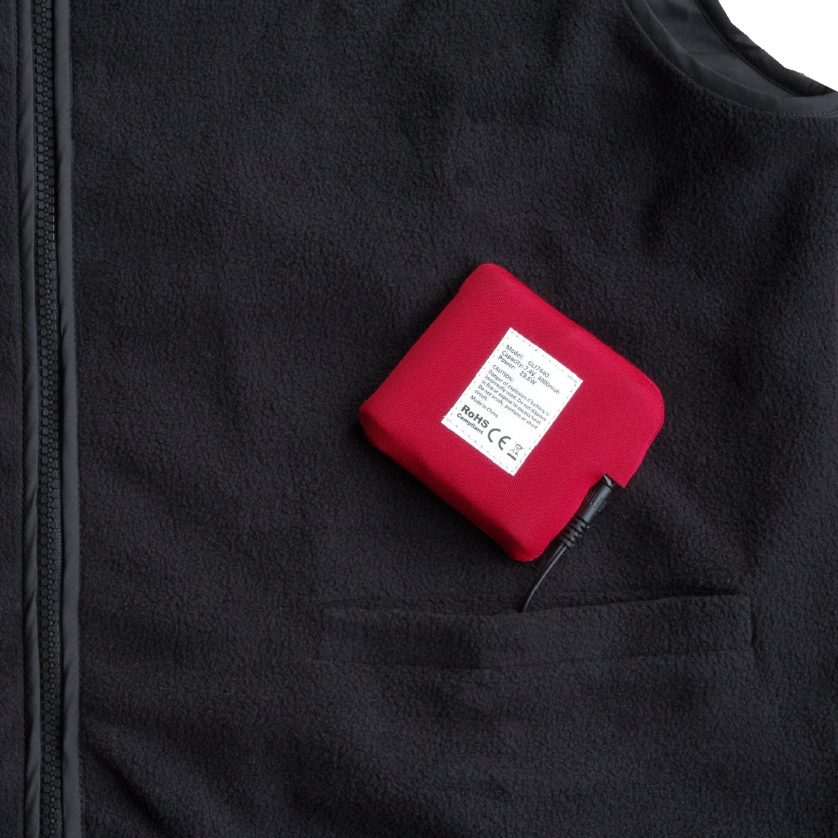 Glovii opvarmet fleecevest XL. Sort