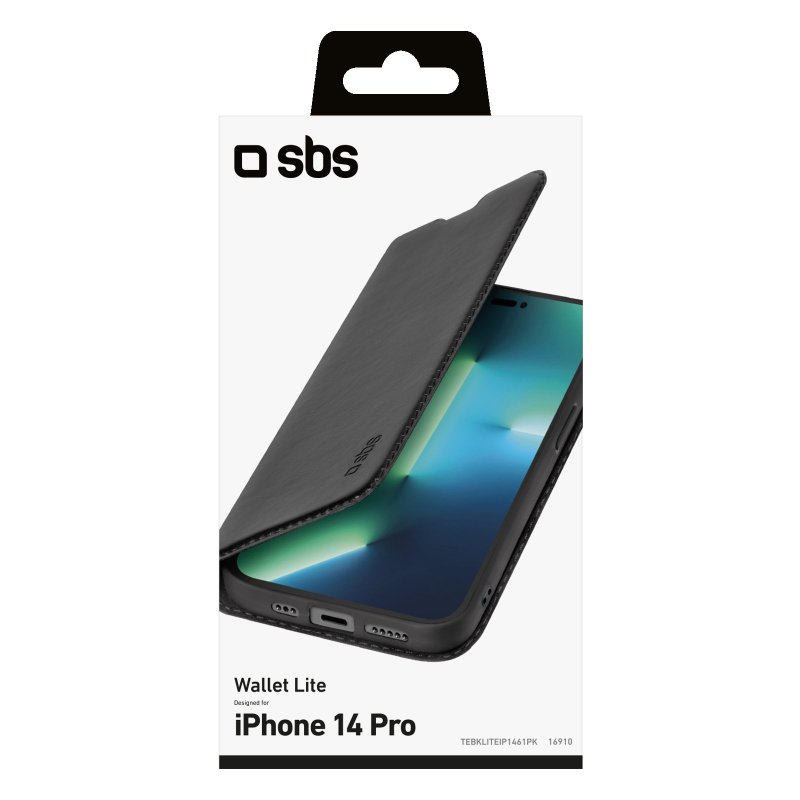 SBS Book Wallet Lite-etui til iPhone 14 Pro. Sort