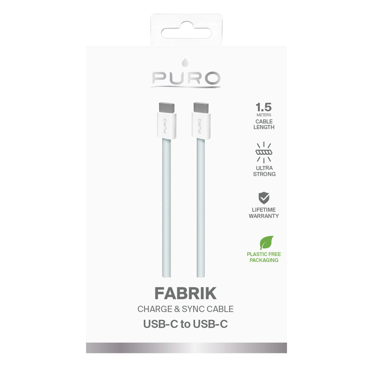 PURO Fabrik 2.0 60W USB-C til USB-C opladnings- og synkroniseringskabel 1,5 m