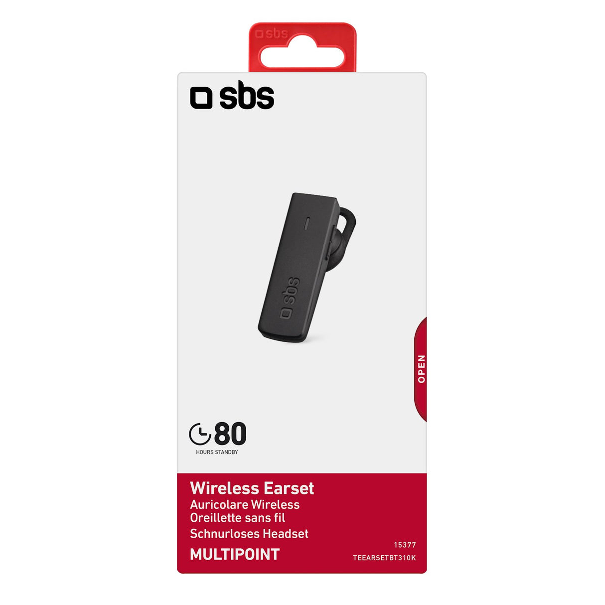 SBS trådløst multipoint headset med ørebøjle. Sort