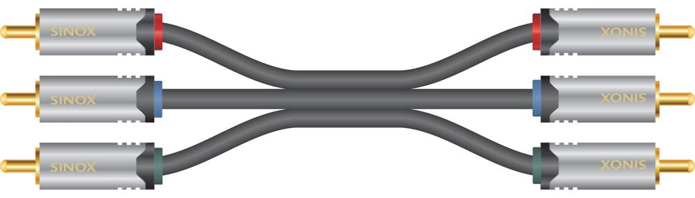 Sinox SHD kompositkabel. 1.5m. Grå/sort
