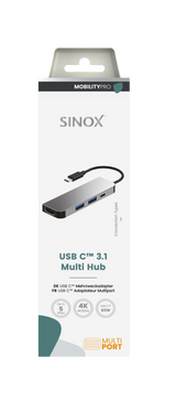 Sinox PRO USB C Hub. 0,15m. Aluminium