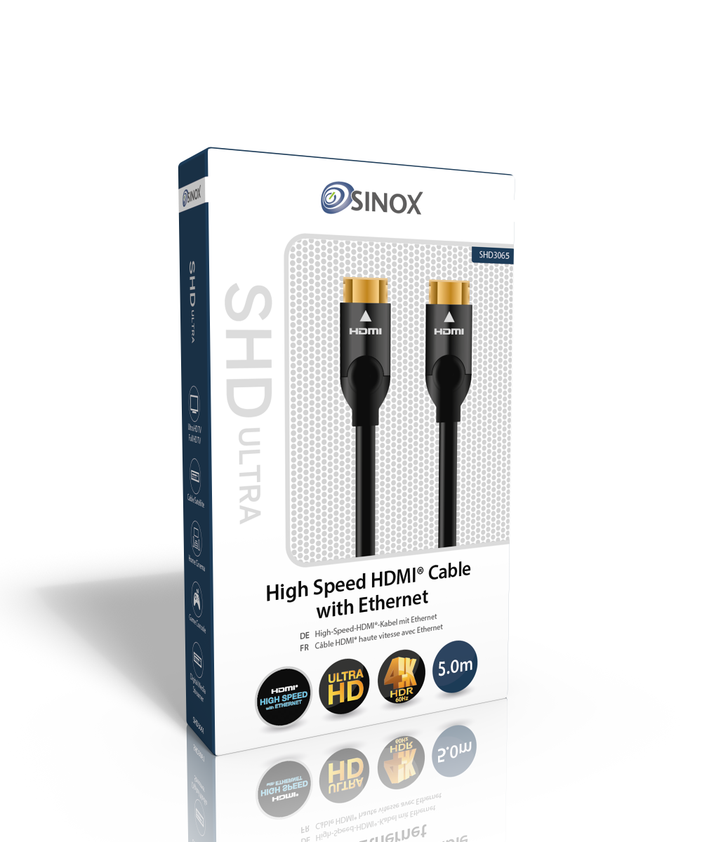 Sinox SHD HDMI™-kabel 4K60Hz+E. 5m. Sort
