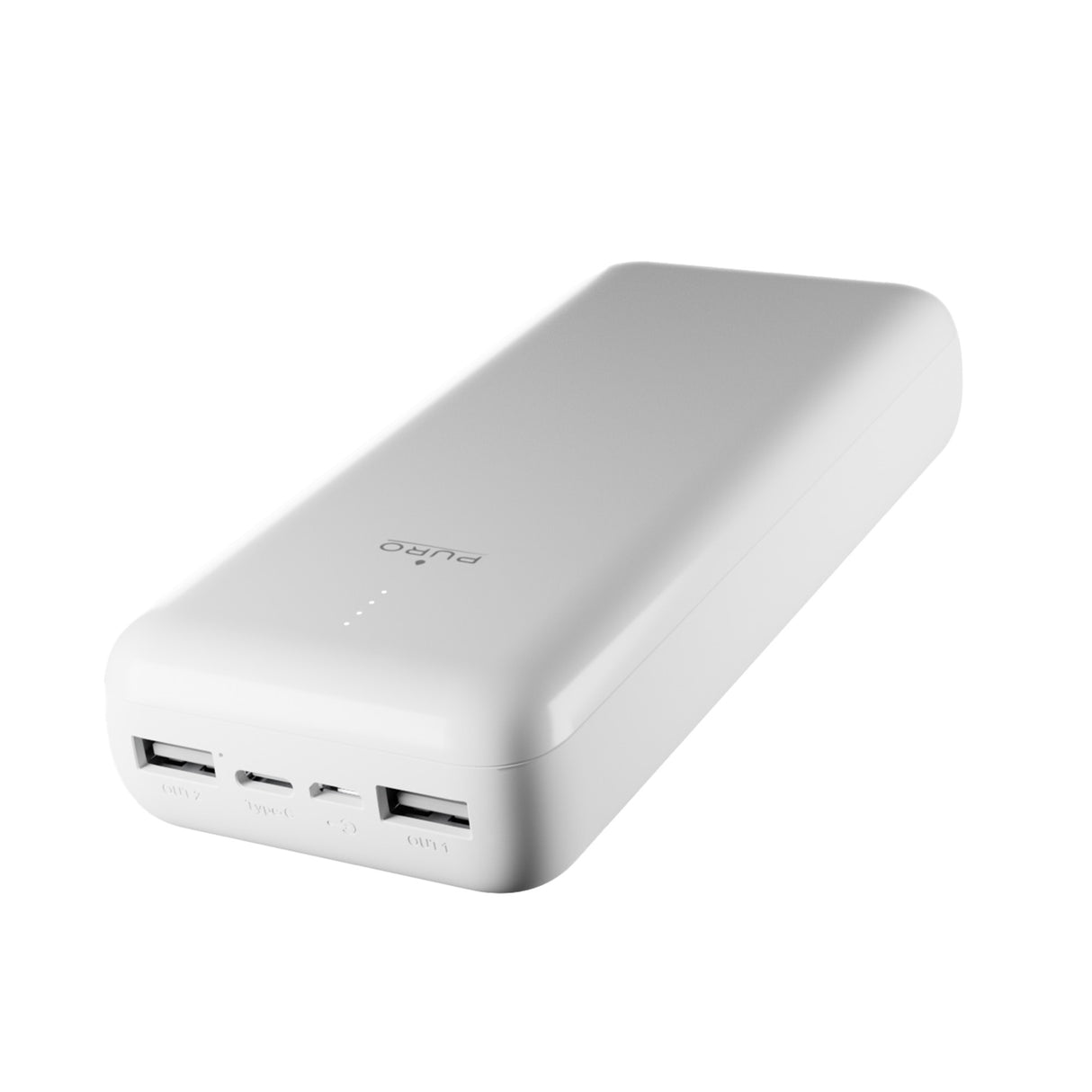 PURO Power Bank 20000mAh USB-C + 2 USB-A hurtigopladning. Hvid
