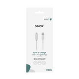 Sinox USB C til Lightning kabel. 1m. Hvid
