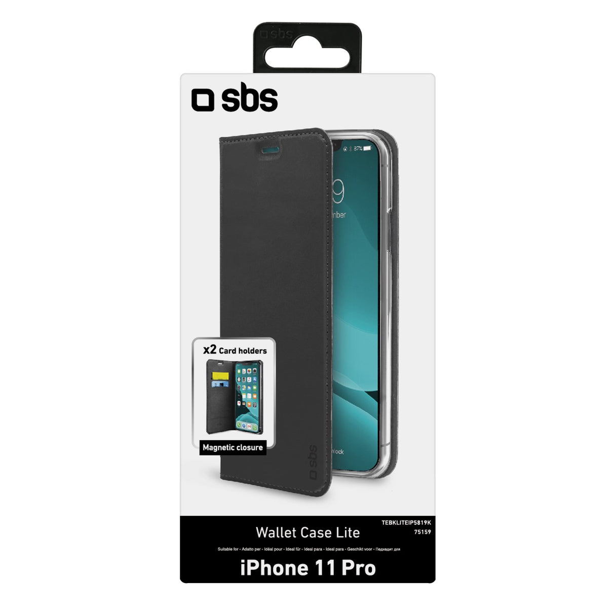 SBS Book Wallet Lite cover til iPhone 11 Pro®. Sort
