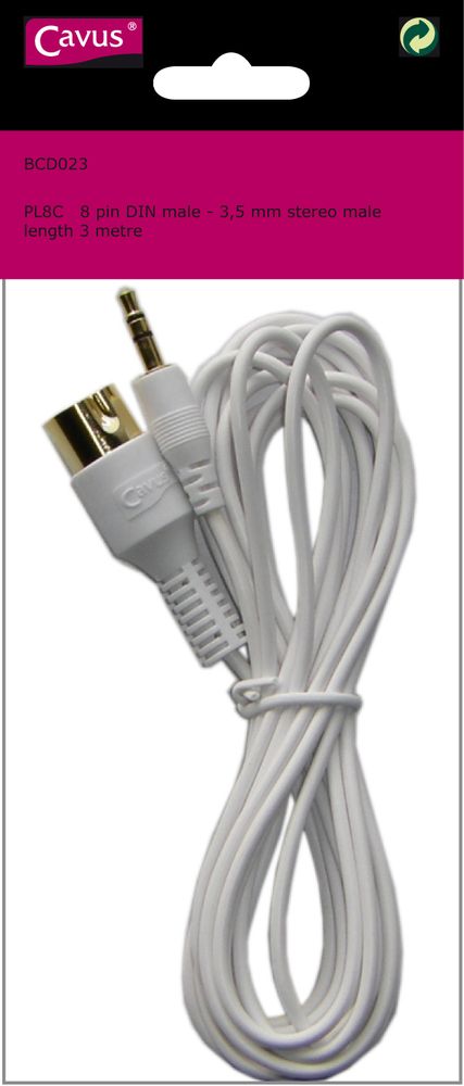 Cavus MP3 kabel. 3m. Hvid