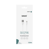 Sinox Lightning kabel. 1m. Hvid