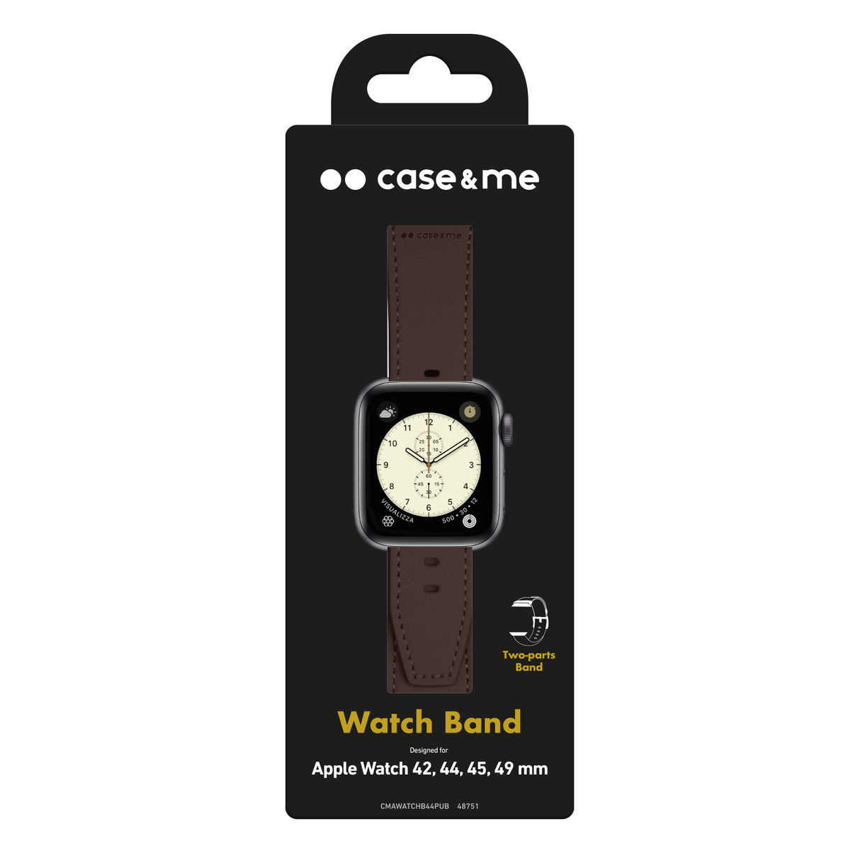 SBS Eco Leather urrem til Apple Watch 42/44/45/49mm. Brun