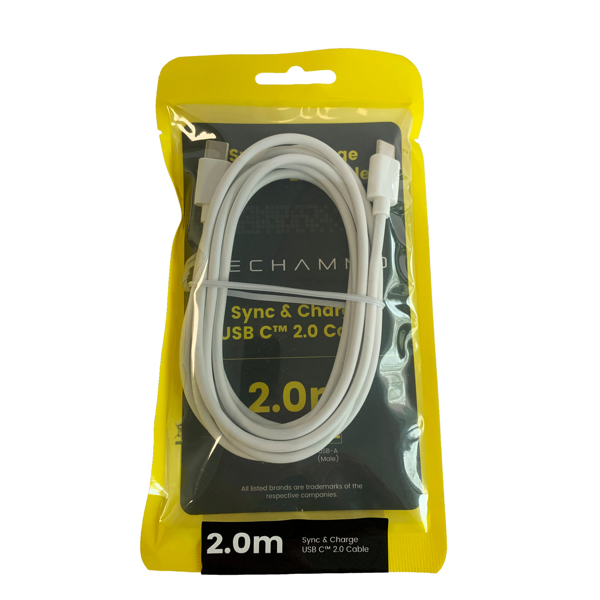 Techammo USB C kabel. 2m. Hvid