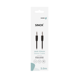 Sinox mini jack kabel. 3m. Sort