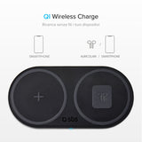 SBS dobbelt trådløs 10W+10W Qi opladerplade. Sort