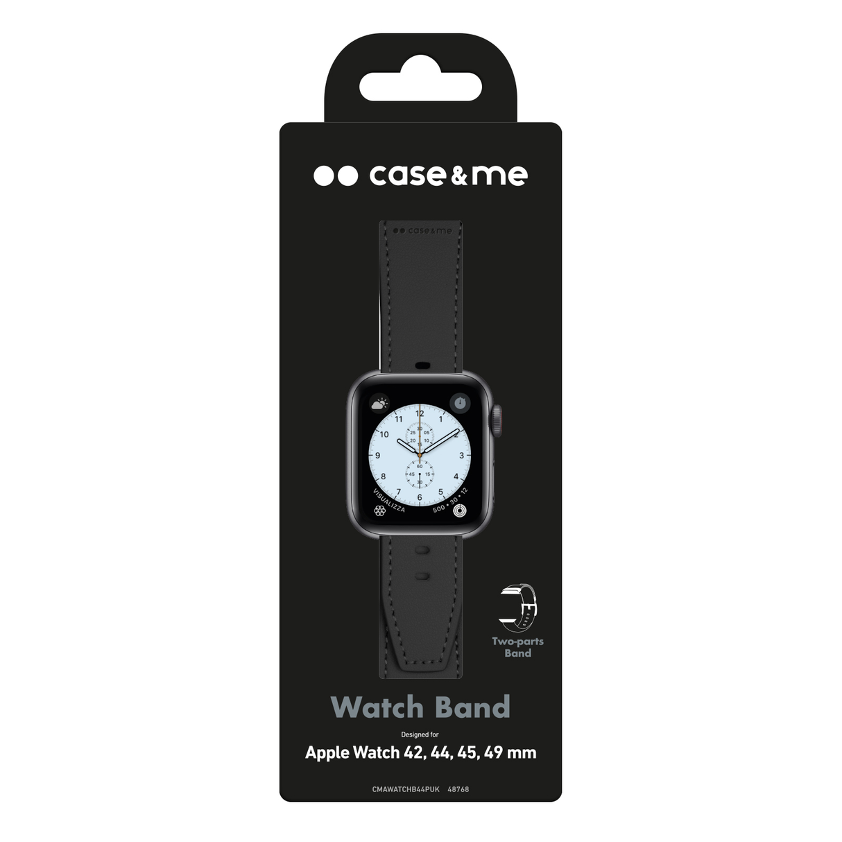 SBS Eco Leather urrem til Apple Watch 42/44/45/49mm. Sort