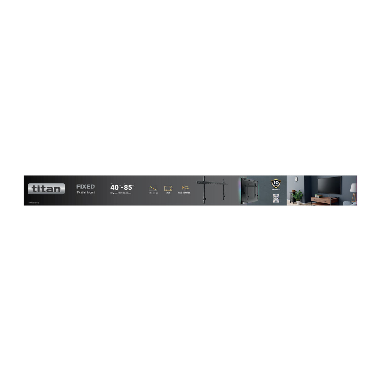 Vivanco TITAN TV-vægbeslag, FLAT, 85", 75 kg, VESA 800x400