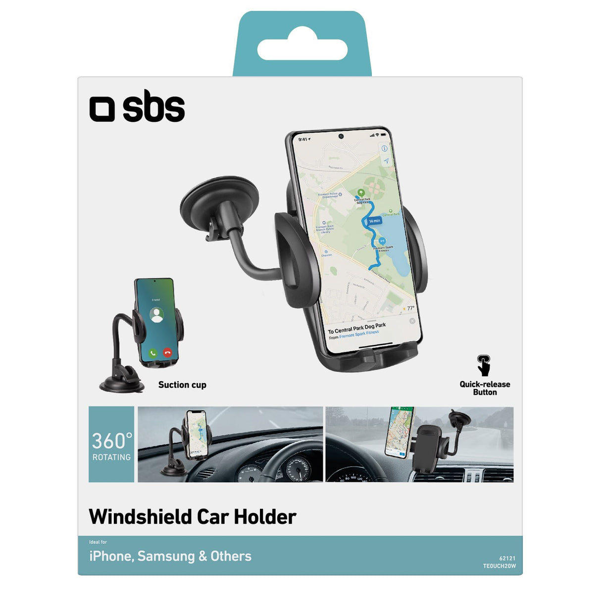 SBS Universel Freeway mobilholder til bilen. Sort
