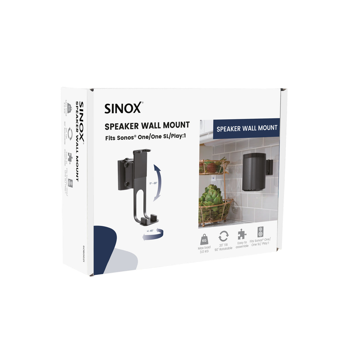 Sinox One SONOS® One, One SL, Play:1 højttalerbeslag. Sort